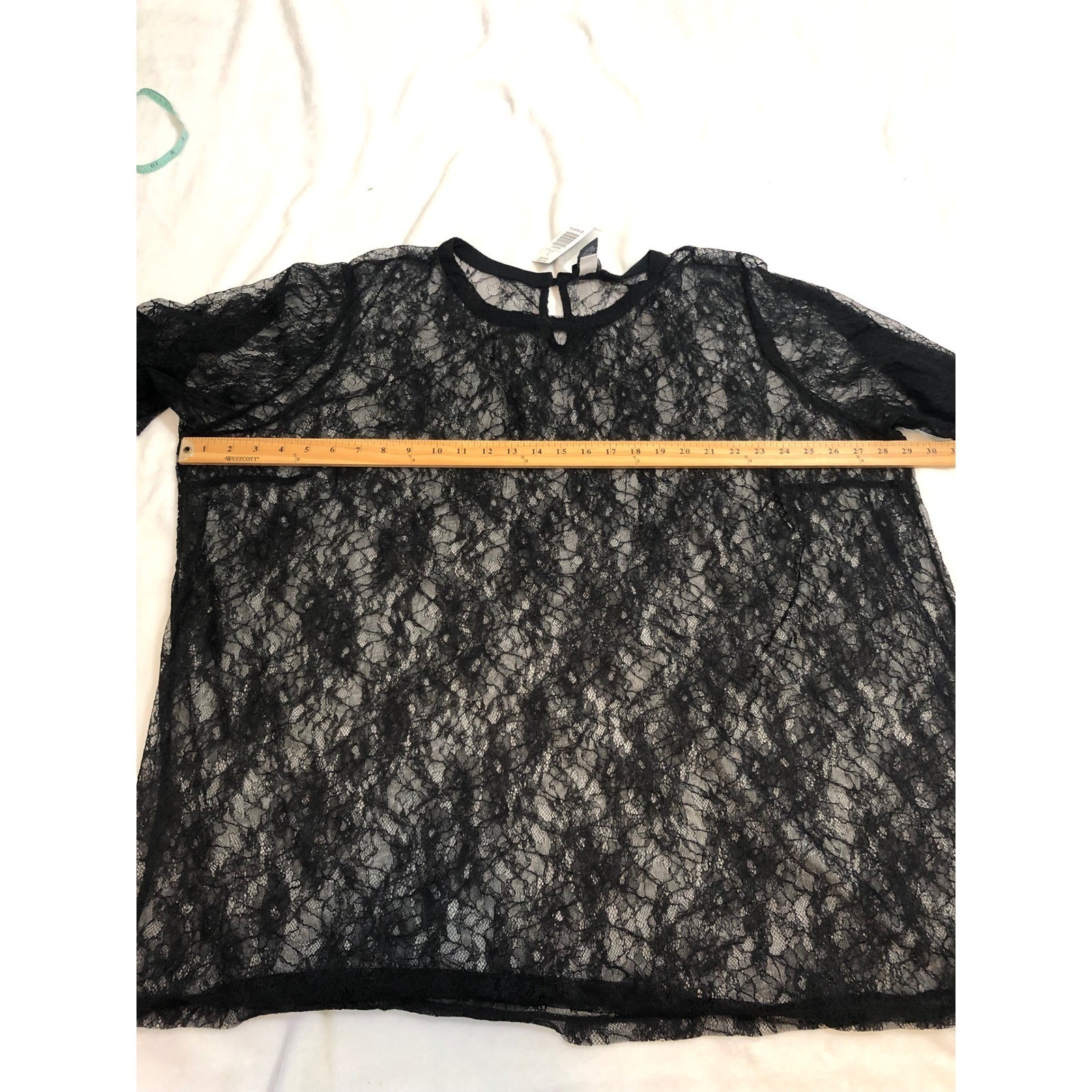 NEW Torrid Ruffle Sleeve Lace Tee Women Size 5 Black Sheer Keyhole Back Top