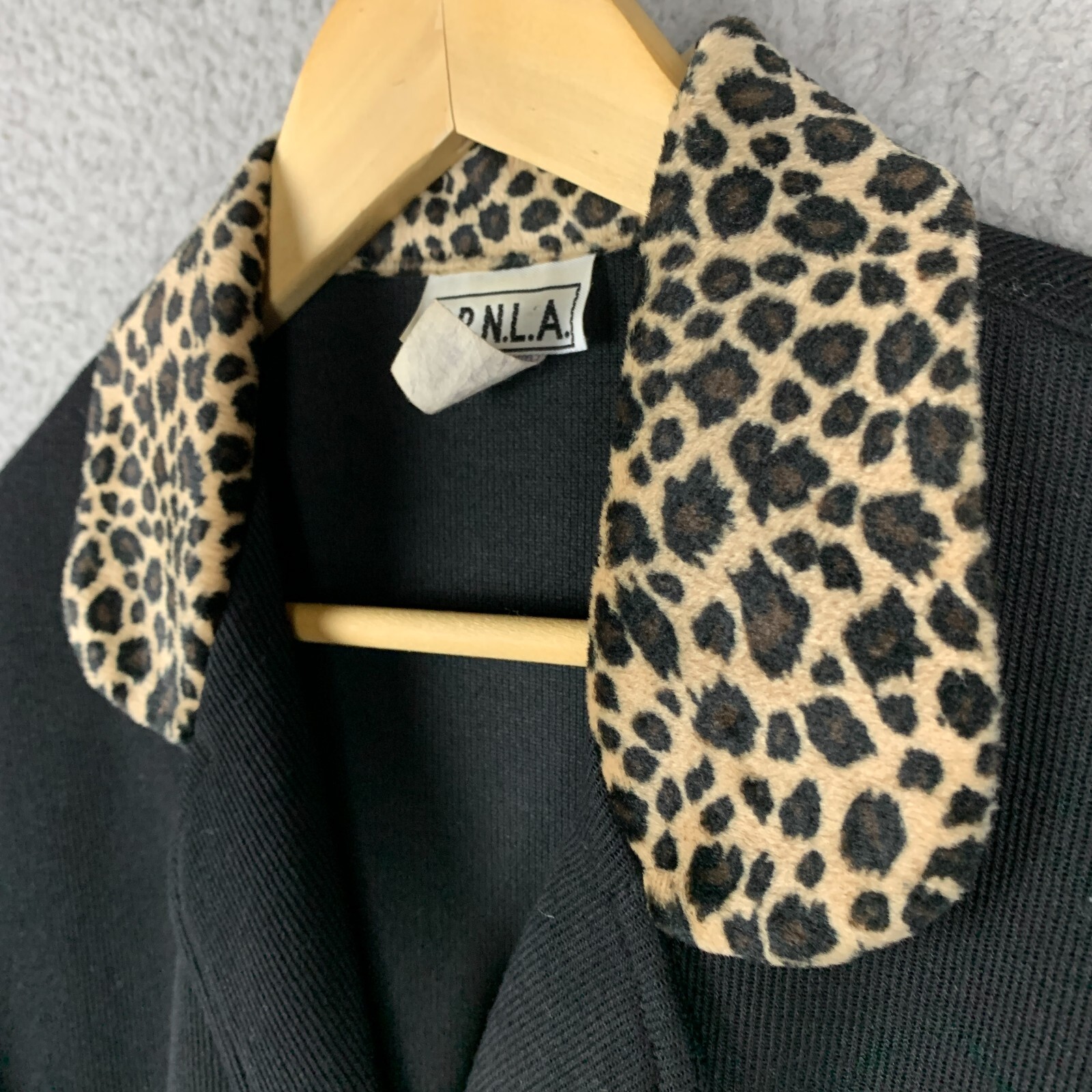 Vtg 90s SRNLA Jacket Women Small Cheetah Faux Fur Collar Tunic Mobwife USA