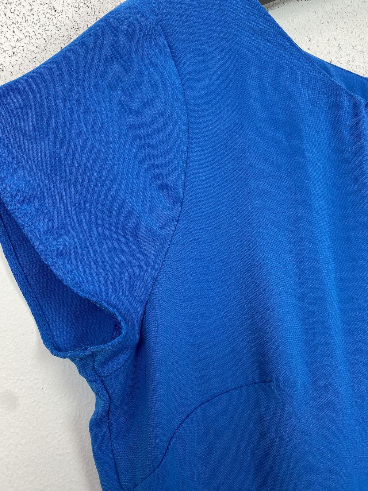 Wallis Blue Blouse Scoop Neck Short Sleeve UK 12 NEW