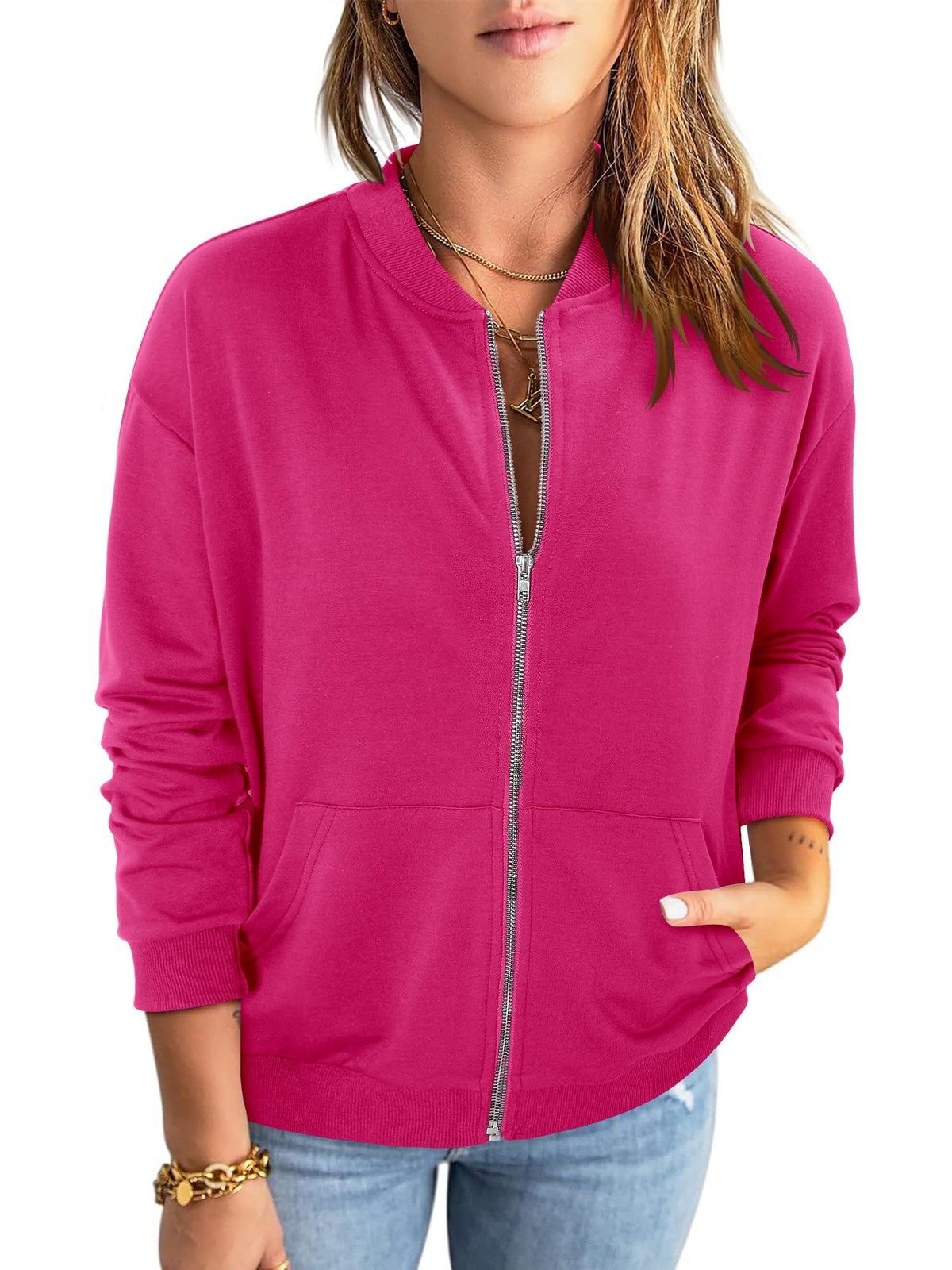 Womens Full Zip Up Hoodies Long Sleeve Fall Outfits Oversized Sweatshirt Ligh…