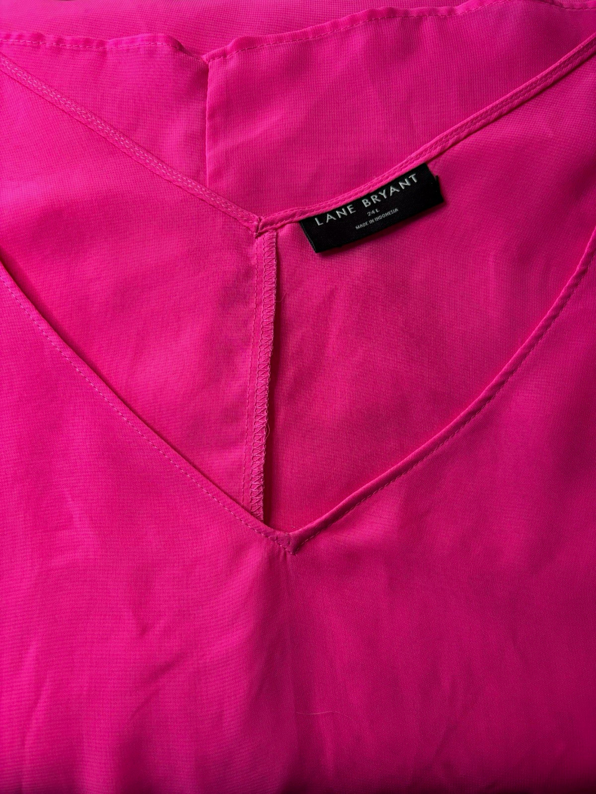 Lane Bryant Women’s Plus 24 Pink Solid Chiffon V-Neck Ruffle Sheer Blouse