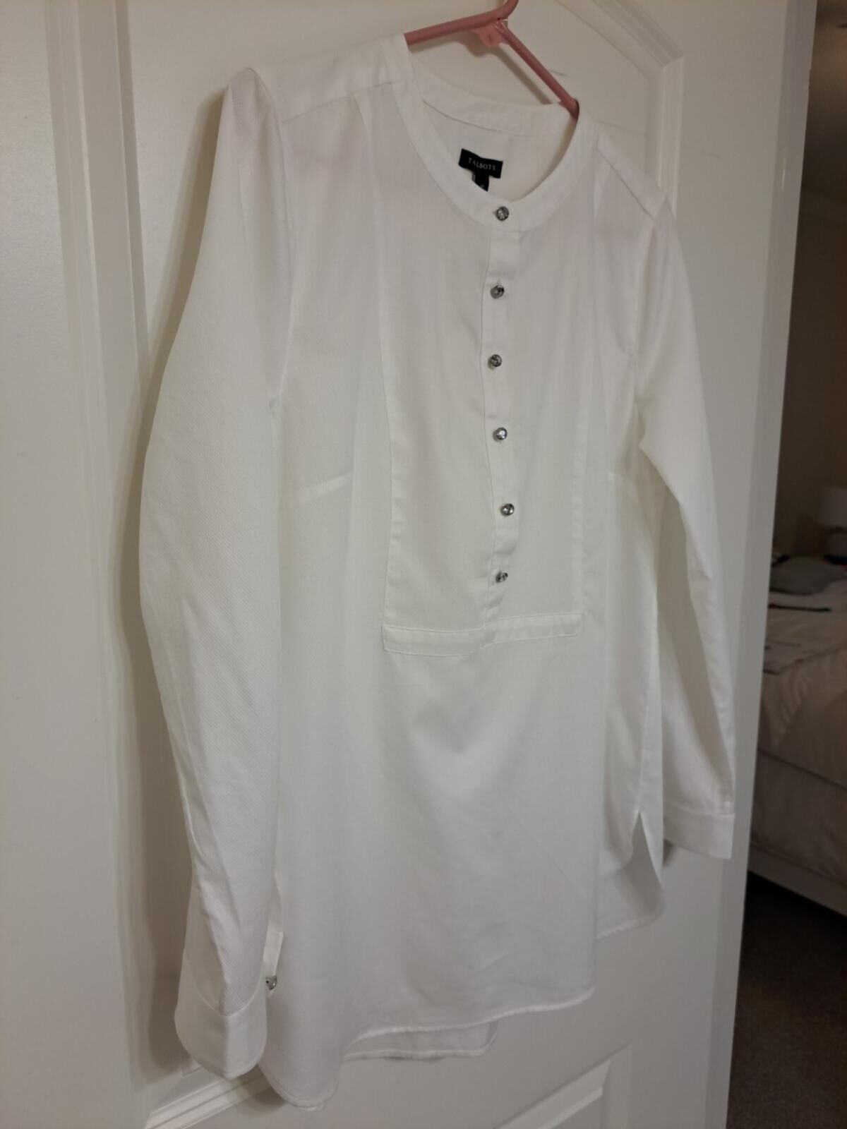 NWT Talbots Tuxido Front Womens Shirt White Size M #155