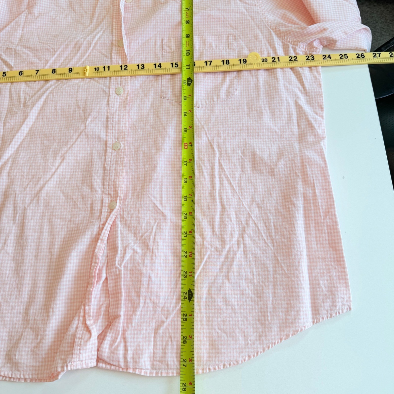 Evan-Picone Pink Gingham Button Down Shirt Womens 16 Long Sleeve Cotton Top