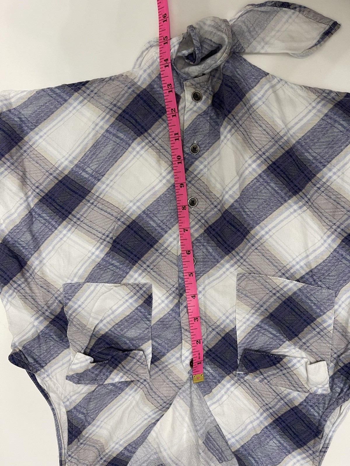 Rock & Republic Plaid Tie Front Tank Top Sleeveless Button Down M Indie Country