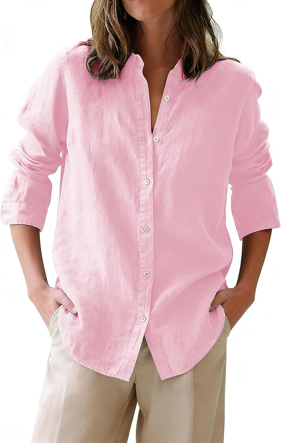 Women’s Wrinkle Free Cotton Oxford Button Down Shirt Long Sleeve Dress Blouse