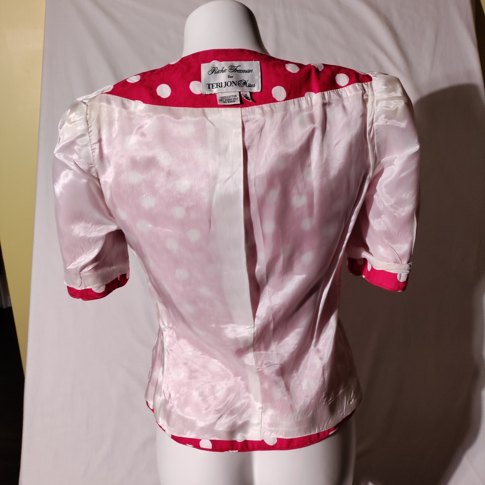 Rickie Freeman for Teri Jon Pink White Polka Dot Fun Vintage Size 4 100% Cotton