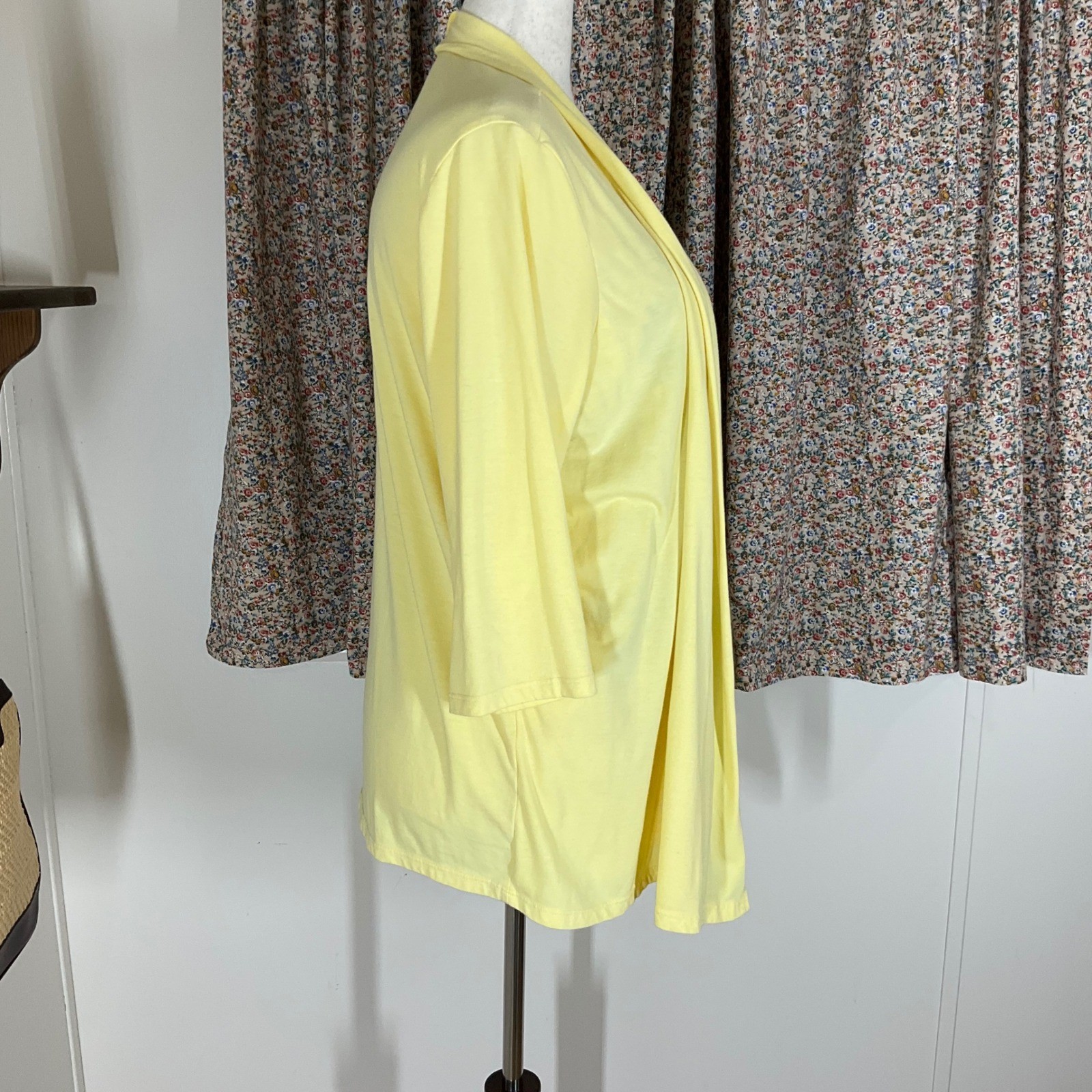 Blair Cardigan Tank Set Women XL Yellow Floral 2 Piece Open Front Casual Summer