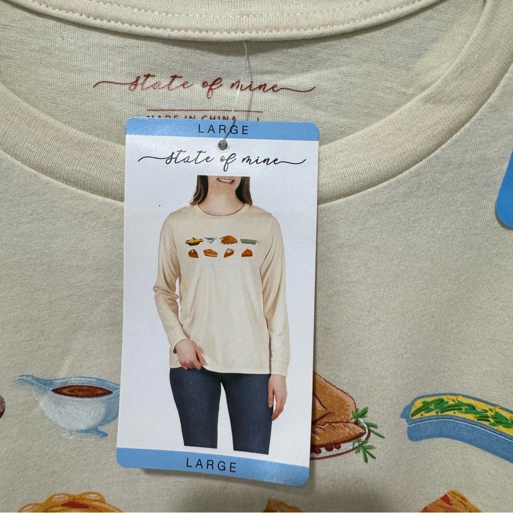 State of Mine Thanksgiving Meal Long sleeve Graphic Holiday Shirt Crew Neck