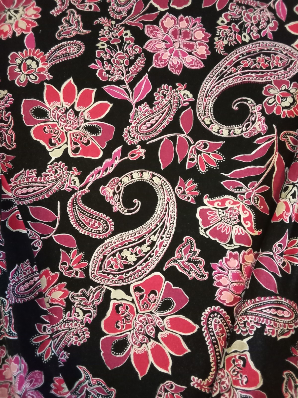 Chico’s Women’s Size 3 Paisley Knit Top Ruffle Scoop Neck Pullover Stretch