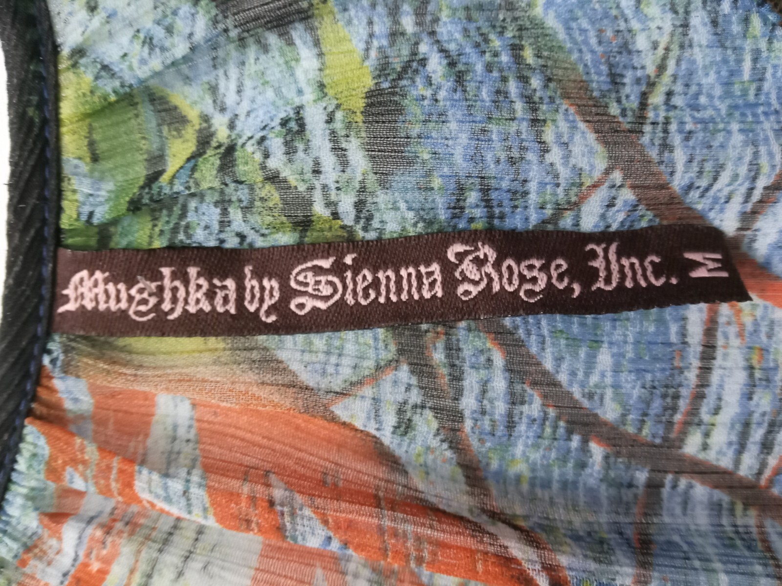 MUSHKA By SIENNA ROSE Women’s Medium Sheer Watercolor Tunic Beads Embroidery Top