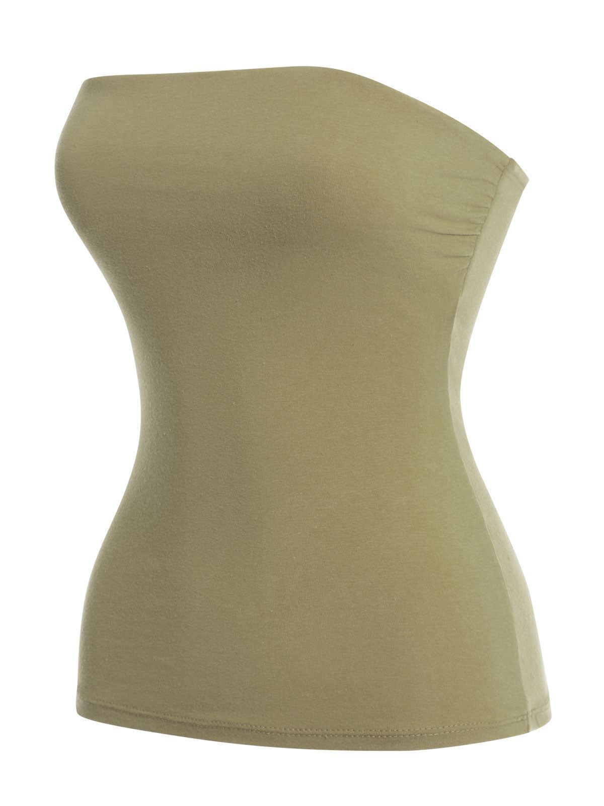 MixMatchy Basic Solid Stretchy Cotton Long Bandeau Tube Top