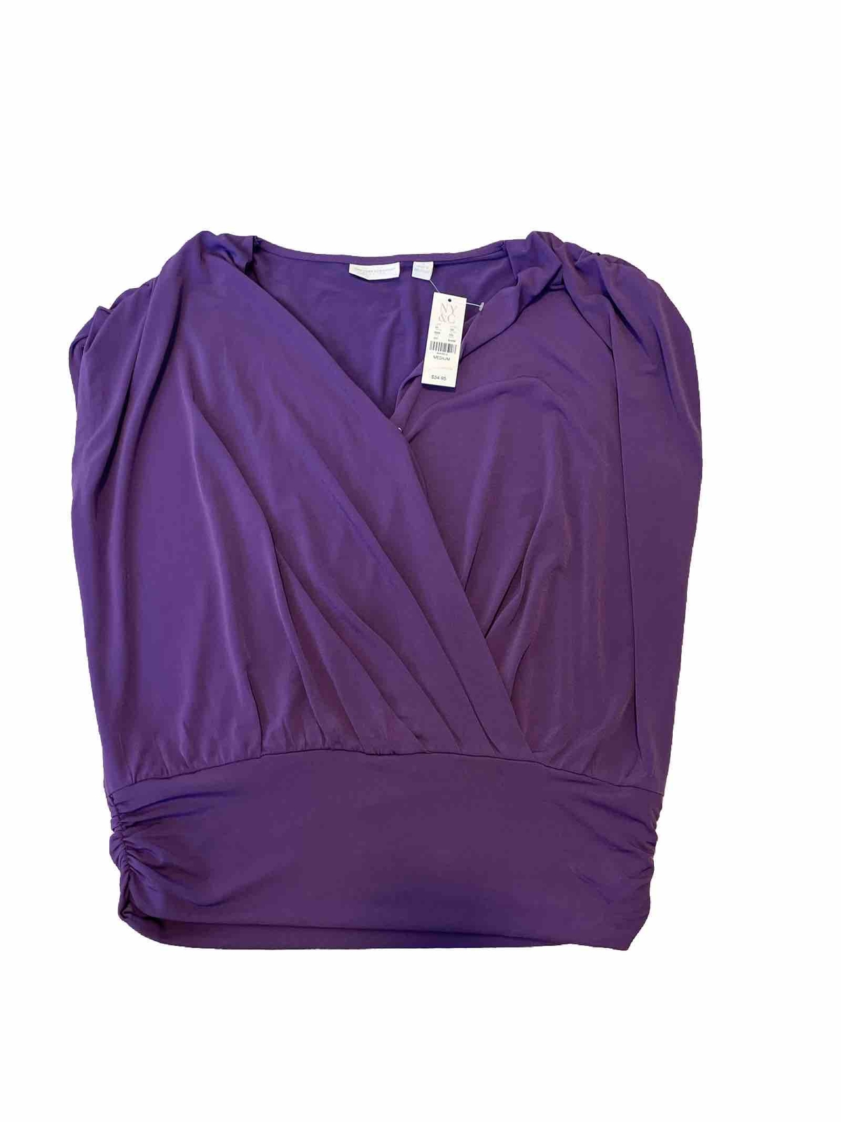 NWT New York & Company Solid Purple Blouse Top Size Medium Women’s (b51)