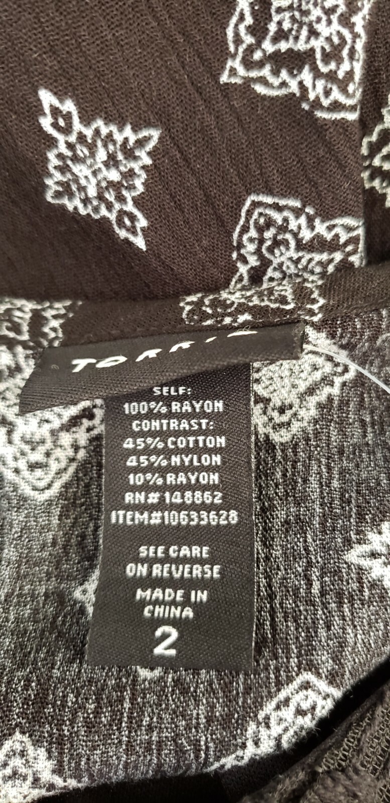 Torrid Blouse Plus Size 2 Black White Lace Insert Keyhole Back Pullover Tunic 2X