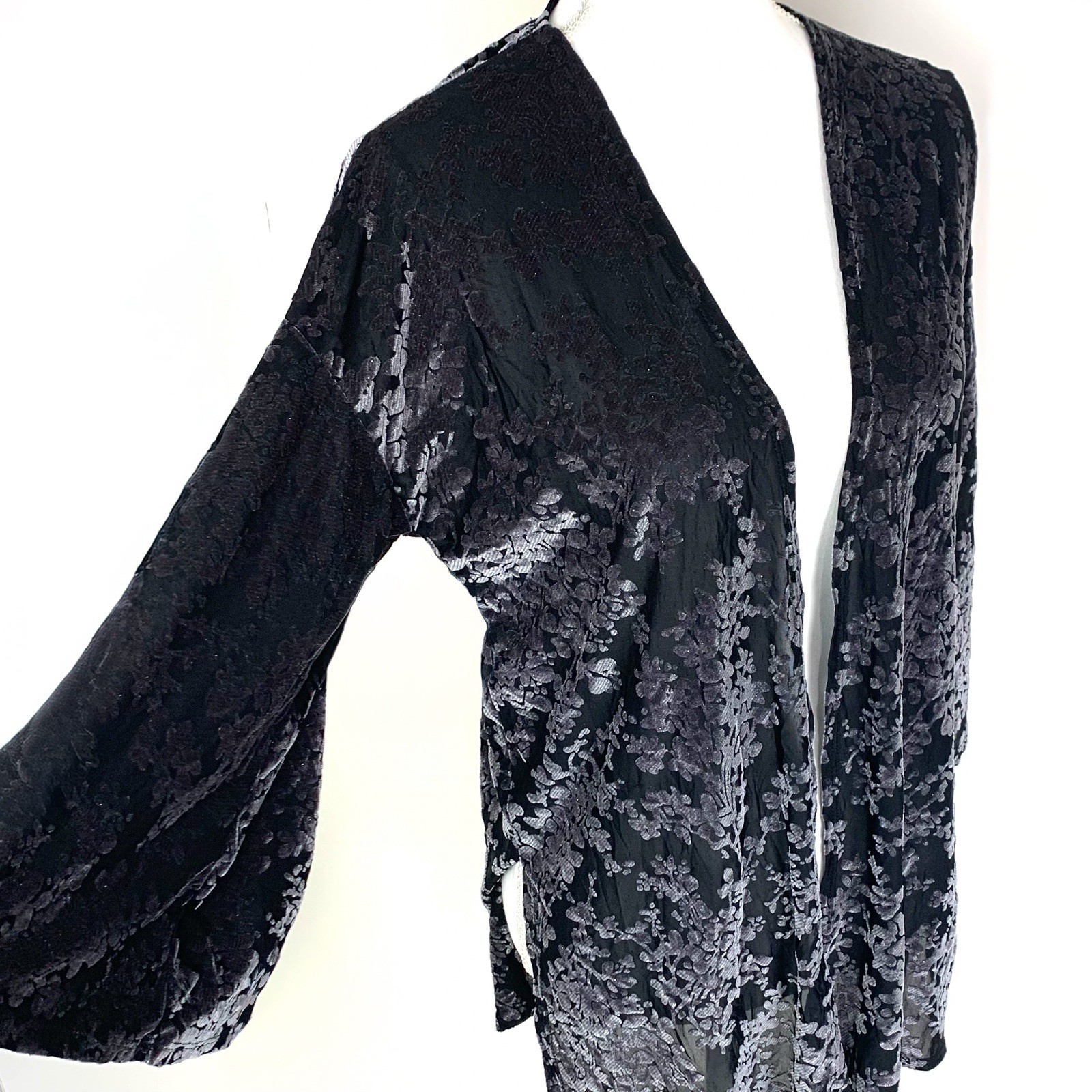 Peach Love Velvet Burnout Open Cardigan Kimono Whimsigoth Sparkle Size S