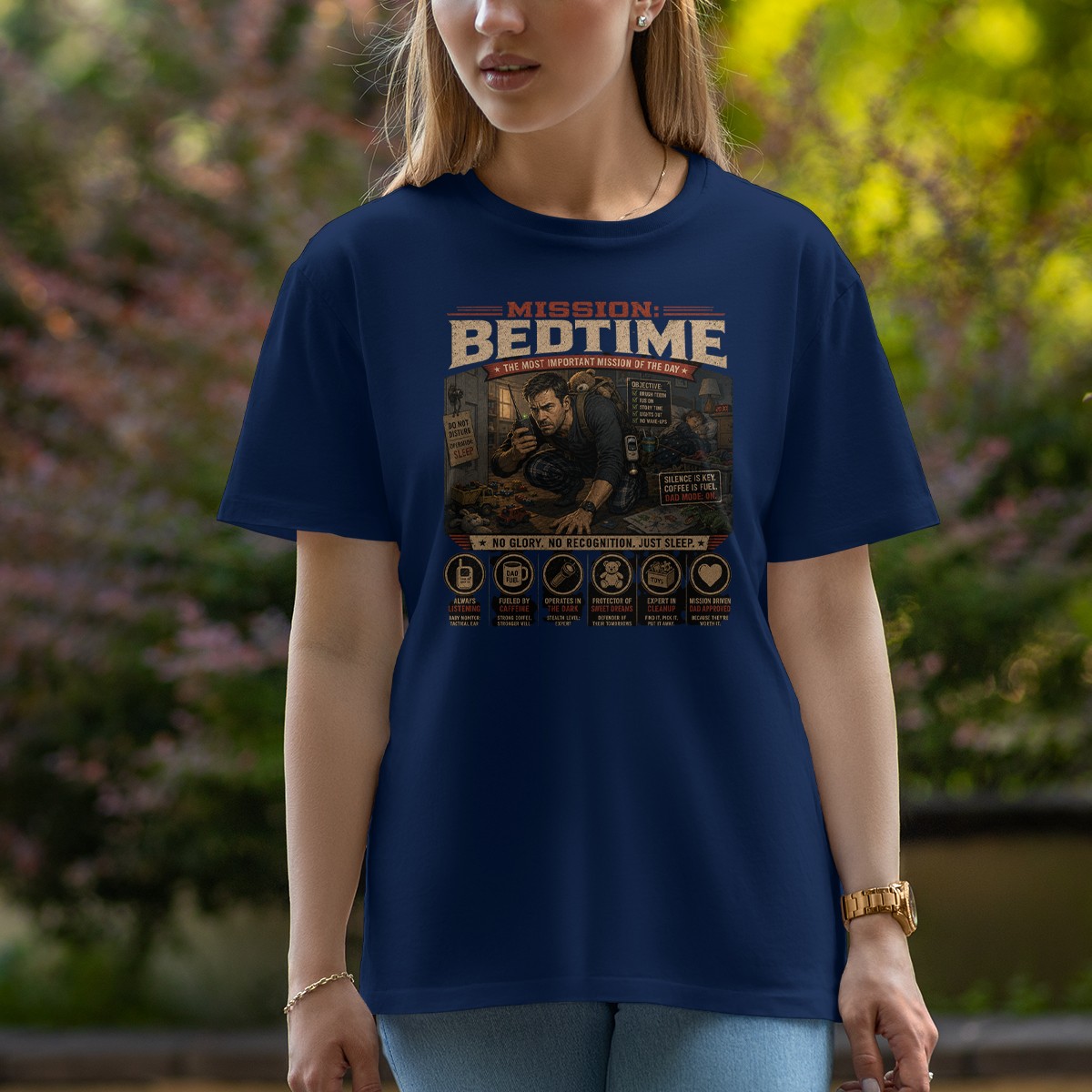 Mission Bedtime The Most Important Mens T-Shirt Funny Fatherhood Fathers Day