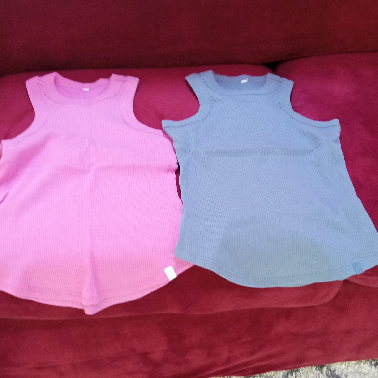 Fabletics Women’s 2-Pack Ribbed Racerback Scoop Neck Tanks Pink/Blue S