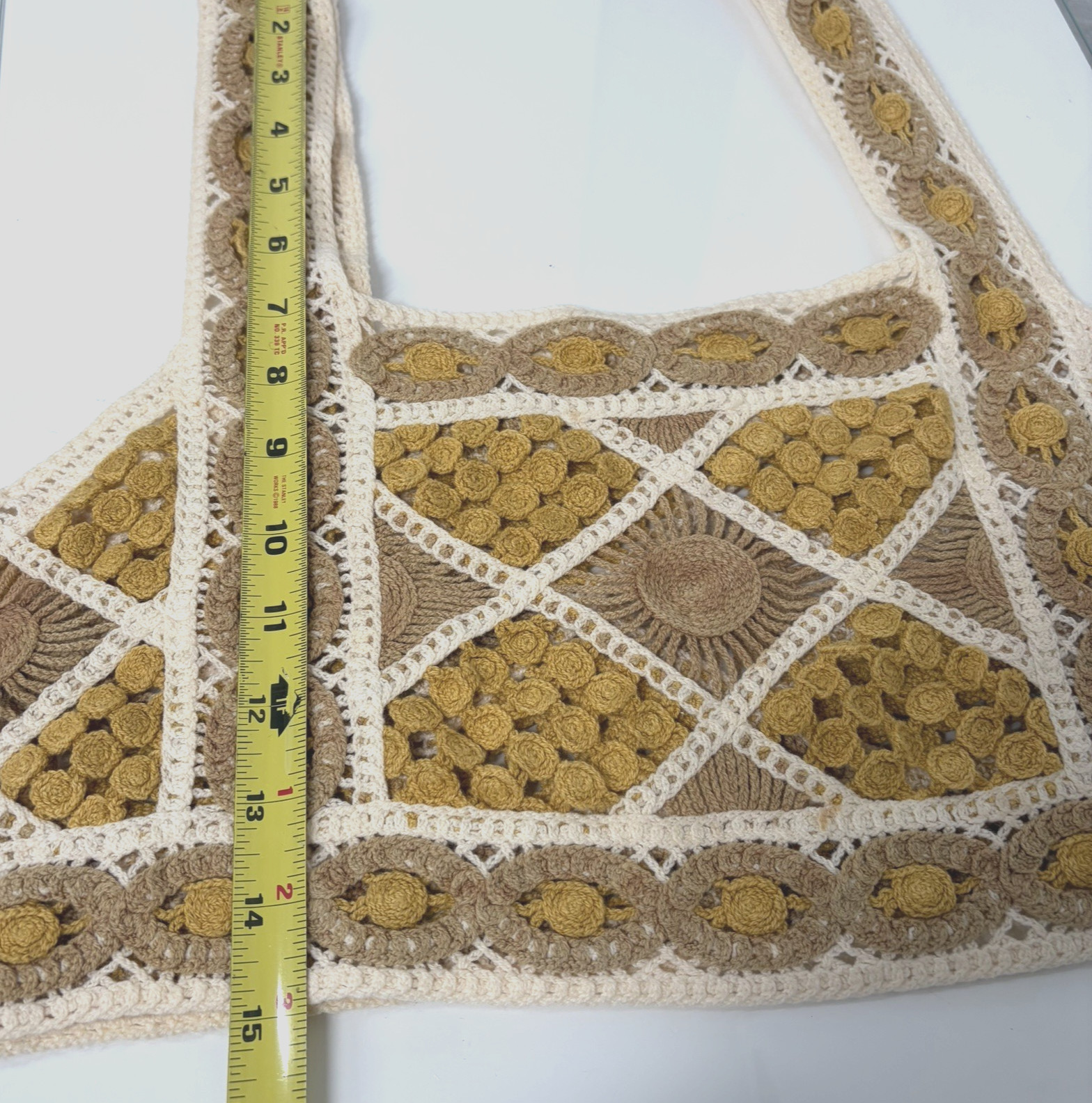 Crochet Mustard Gold Bandeau Boho Hippie Retro Festival Cotton XS/S