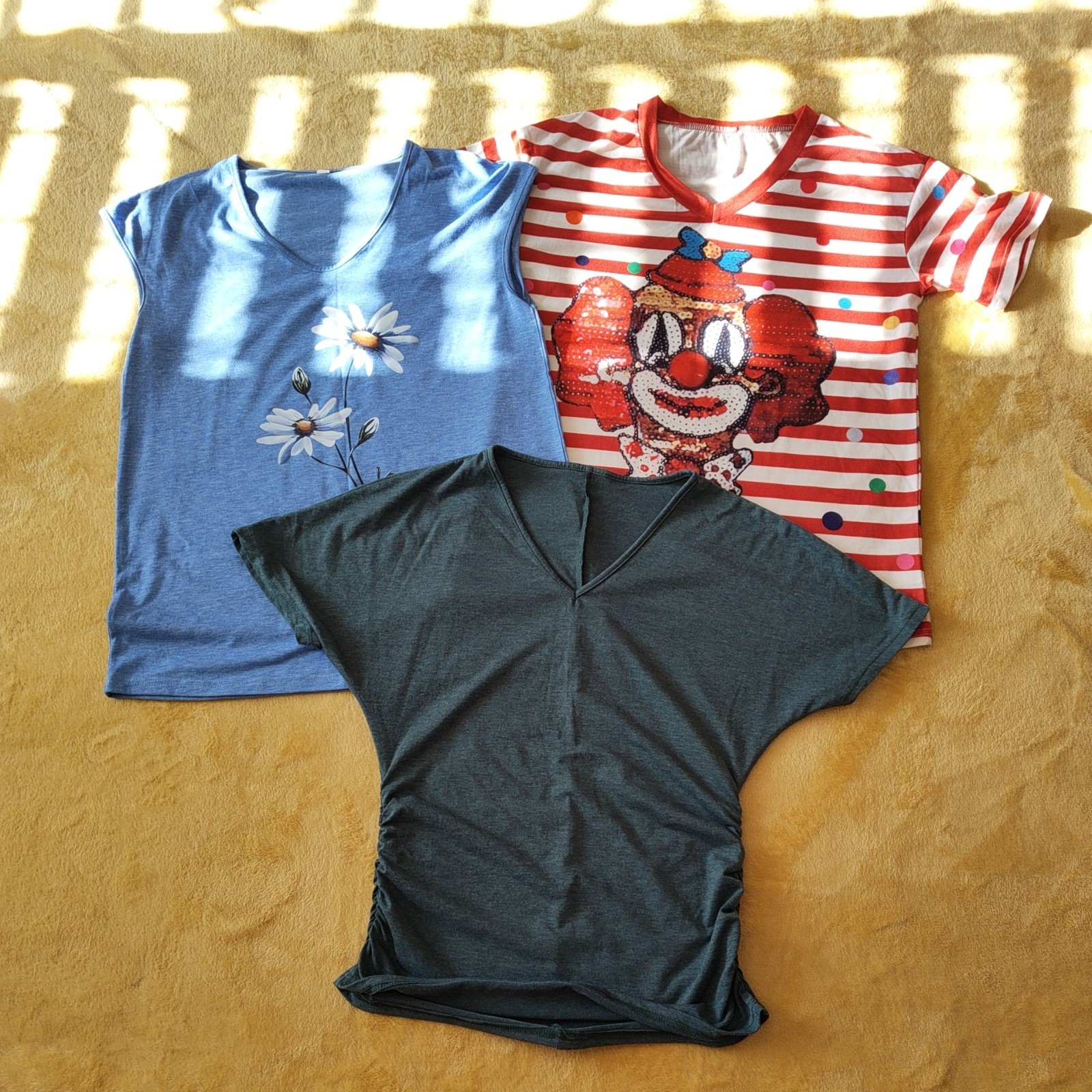 3 x General T-Shirts, Tops, Clown, Flowers Size Medium, Used, VGC