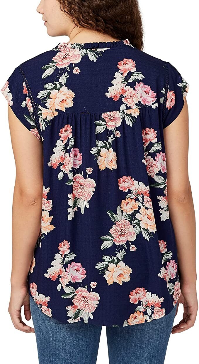NWOT Buffalo David Bitton Women’s Viscose Floral V Neck Blouse Small $45 C704
