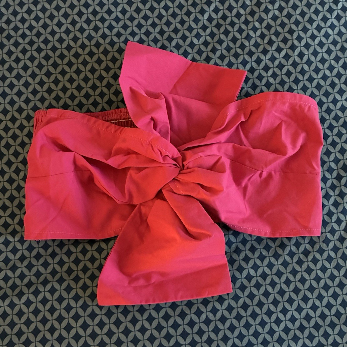 Women’s Pink Solid Strapless Tube Top Bow Accent Pullover Size XL Regular