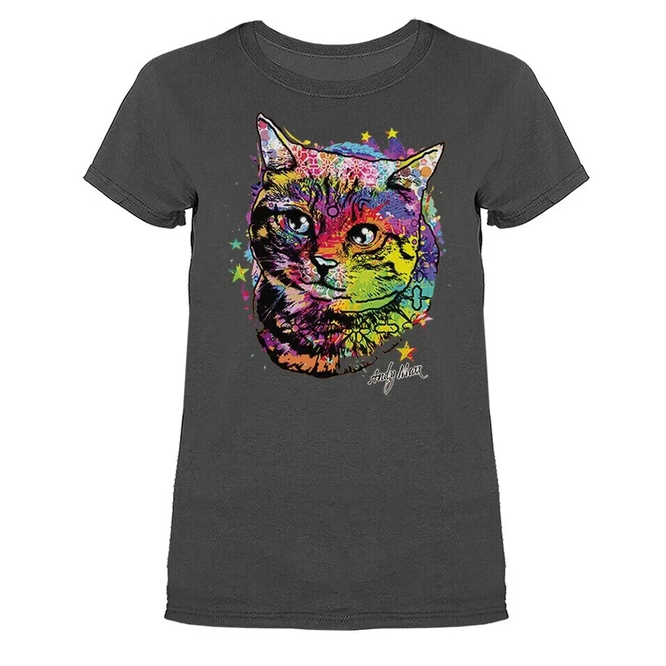 Colorful Cat Animals Pet Funny Joke Humorous T-shirt