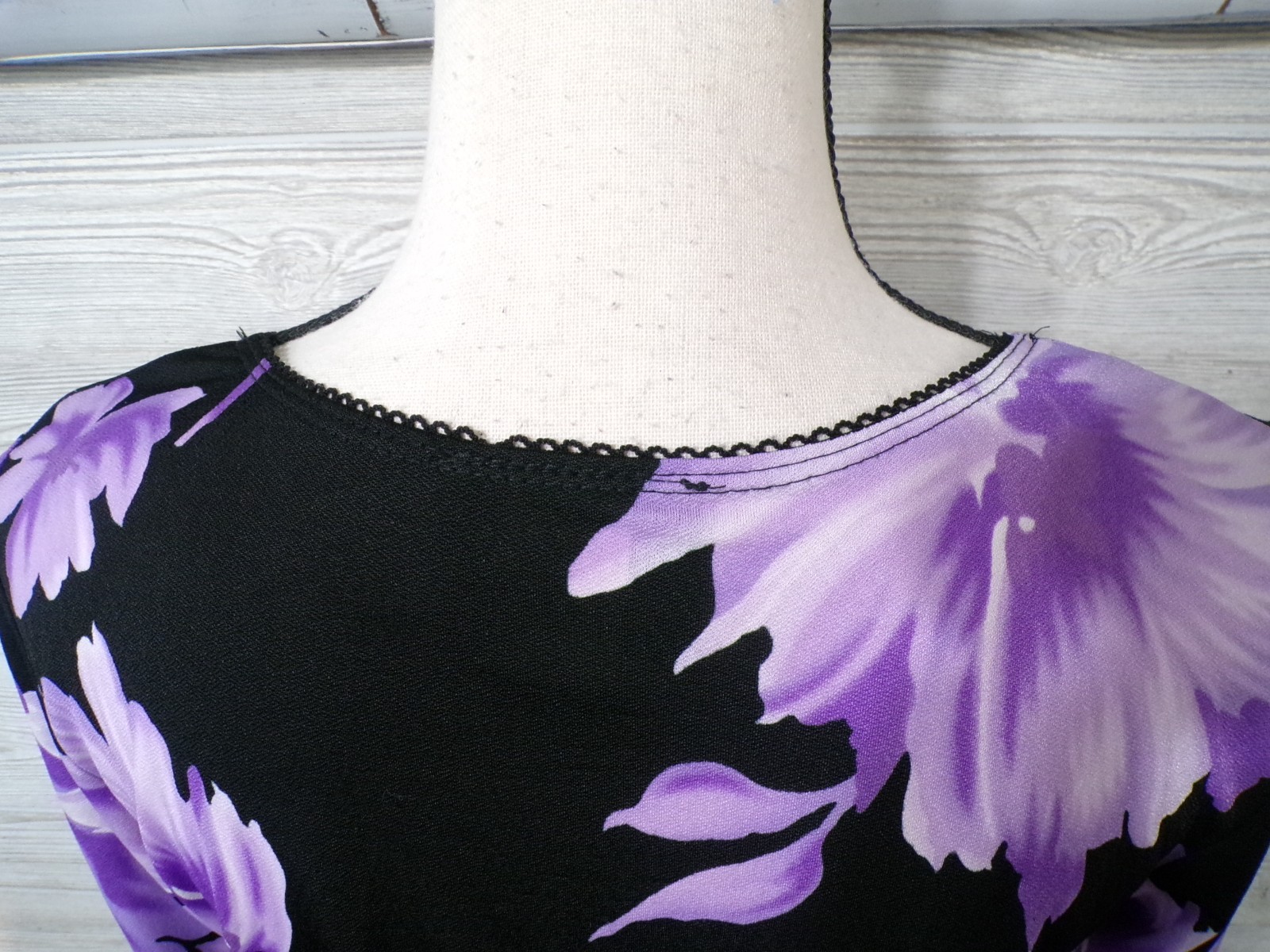 Y2k Babydoll top S Black deep Purple Floral Lace Ties Fairygoth Vampy Whimsigoth