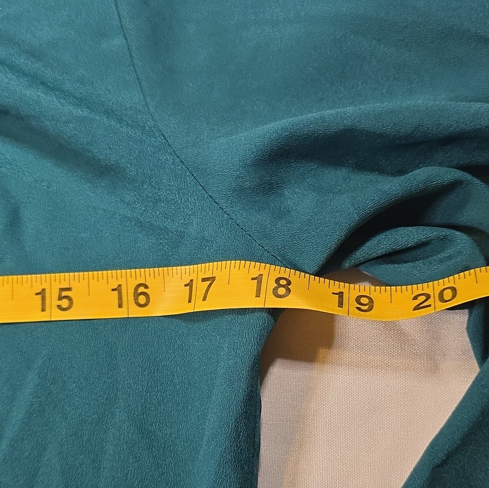 GUARA Teal Solid Beaded Woven Round Neck Long Sleeve Blouse Womens 36 B26