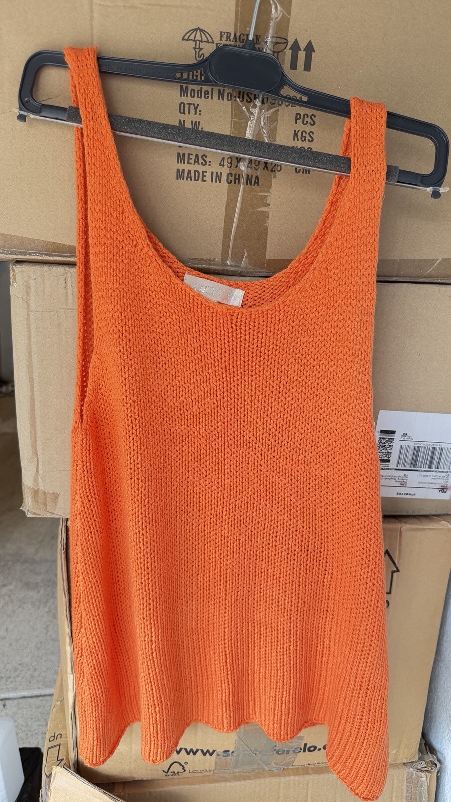 Orange Knit Tank Top M/L Sold Out 225$ Sweater Beach Cover Up Lightweight