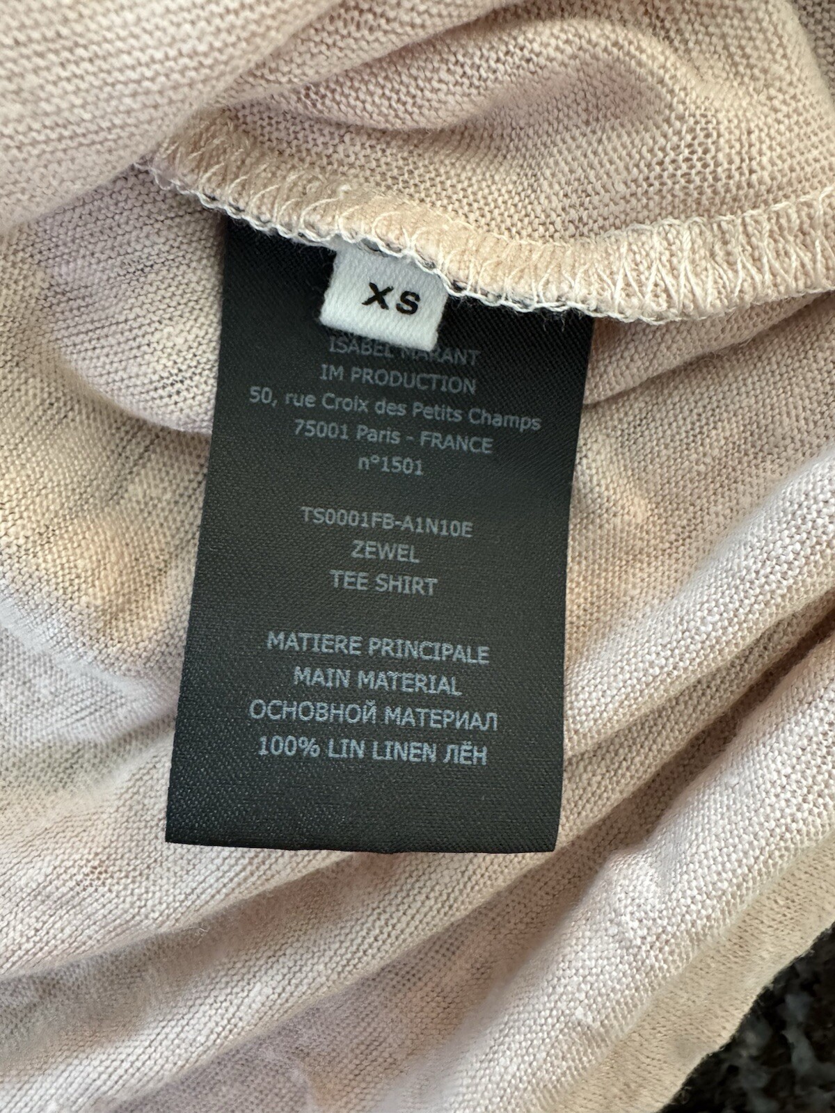 Isabel Marant Etoile ‘Zewel’ Tee. NWT Pick Size Blush Pink, Silver Linen