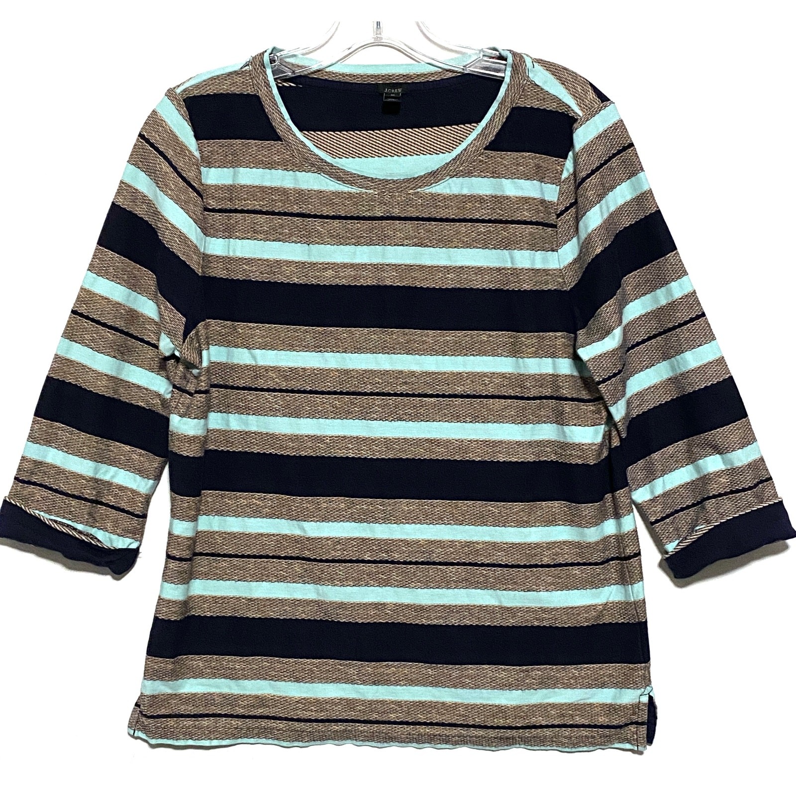 J Crew Reverse Jaquard Striped Popover Shirt Top Womens M Preppy 2013 Cotton Y2K