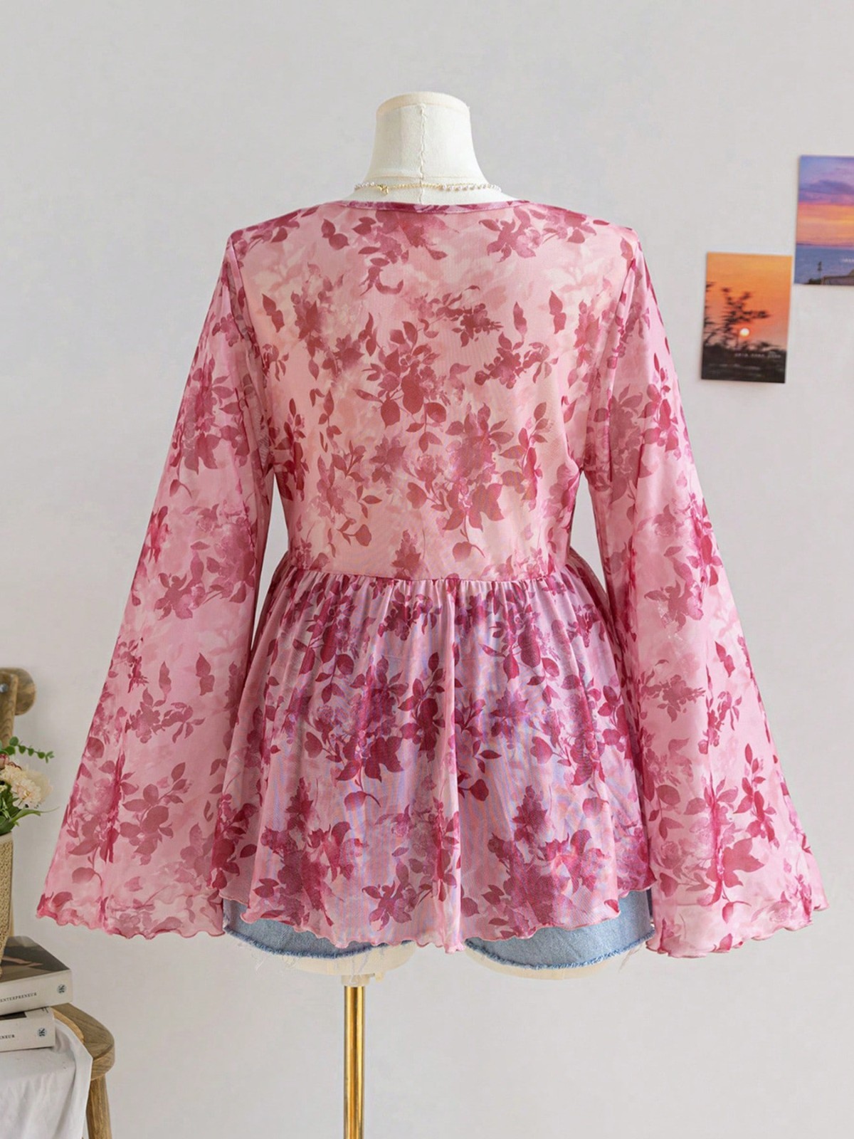 Pretty Summer Top Plus Size Pink Mix Floral Print Chiffon Blouse 1XL 2XL 3XL 4XL
