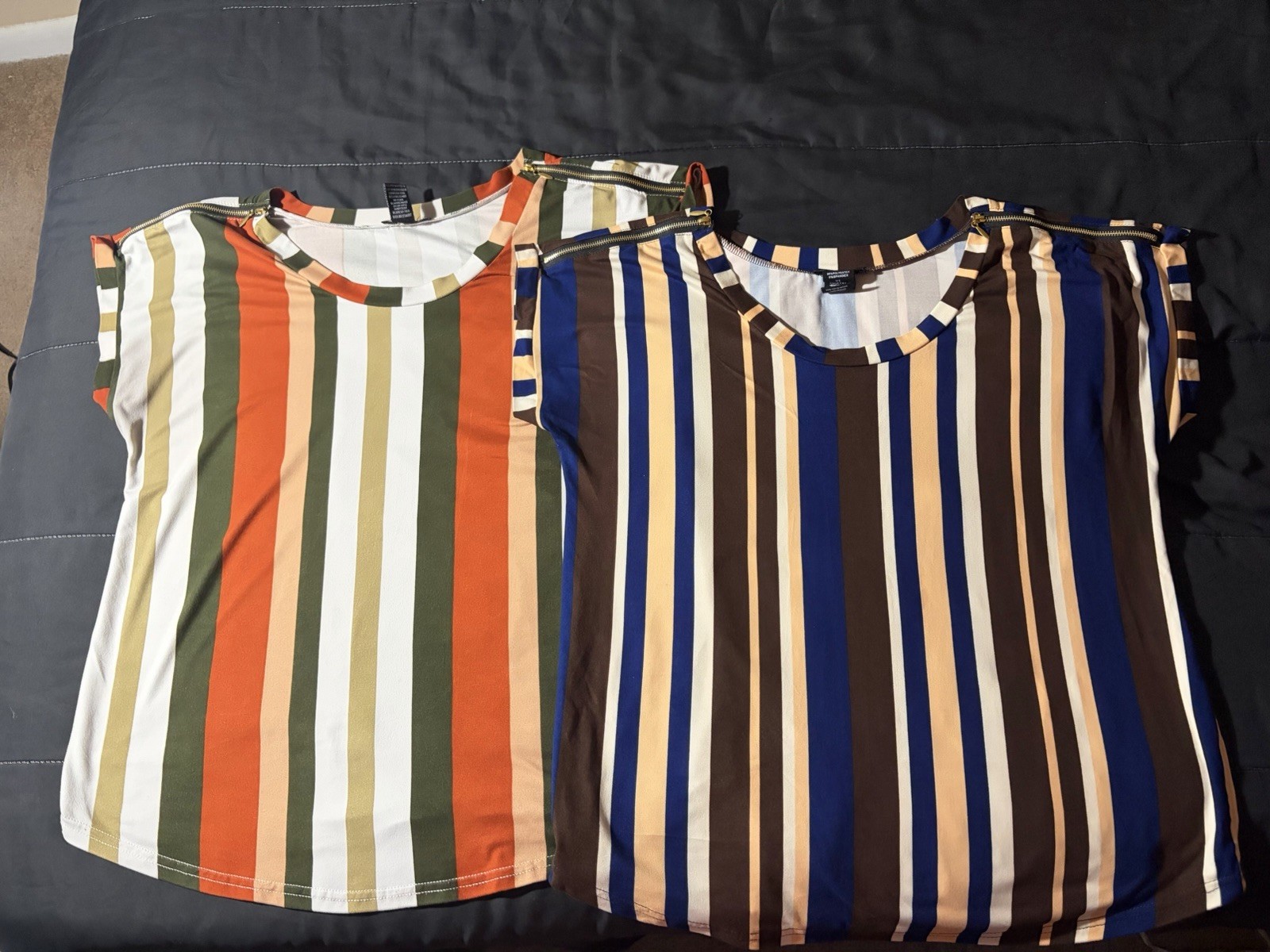 Bae City XL Multicolor Vertical Striped Cap Sleeve Tops Summer Bundle
