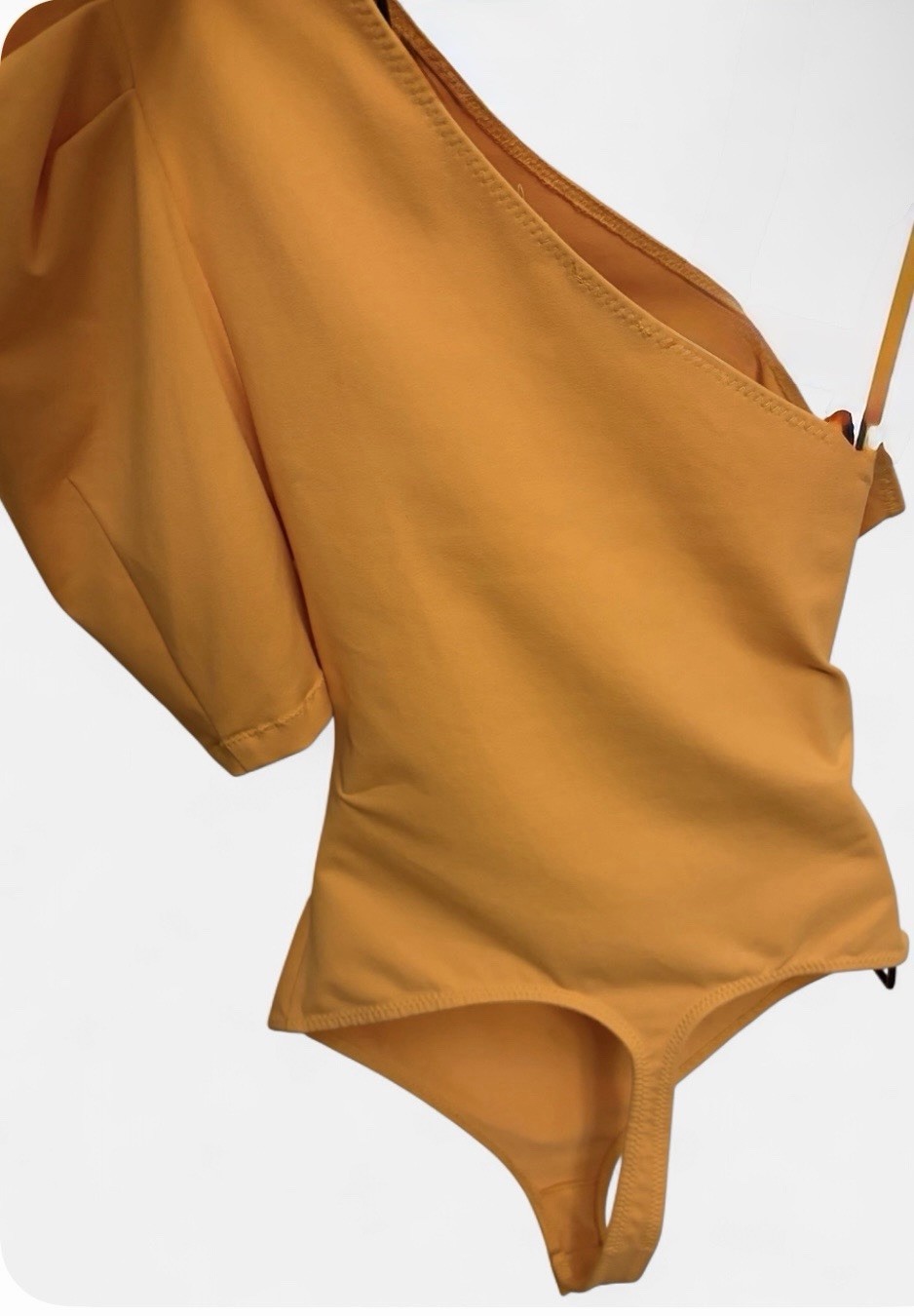 Free People Intimately Puff Sleeve Bodysuit Small Asymmetric Going Out Edgy Club