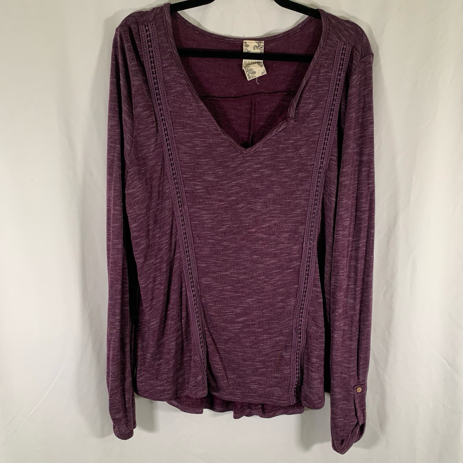 Blu Pepper Blouse Women’s XXL Red Vneck Long Sleeve Lightweight NWOT Dry Clean