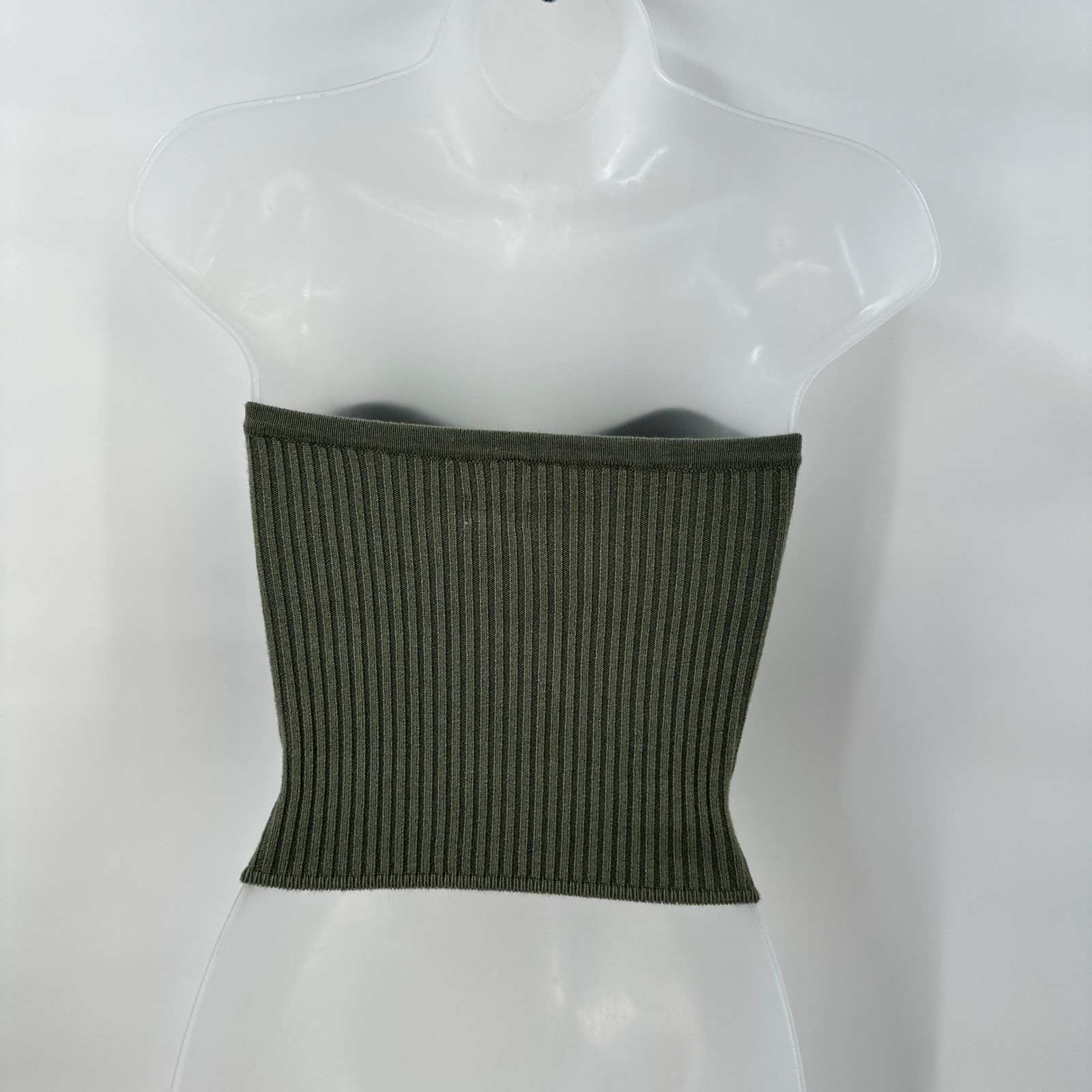 Aerie Strapless Knit Bustier Top XS Green Corset Tube Crop Y2K Sexy Clubwear NWT