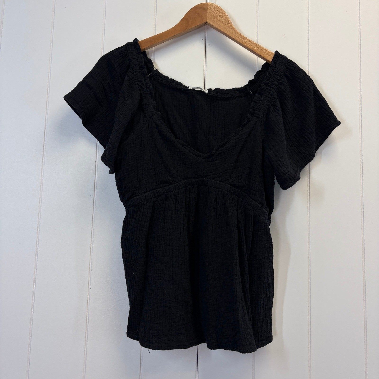 In Loom Boho Cropped Gauze Peplum Top Women Size M Cottage Peasant Prairie Chic