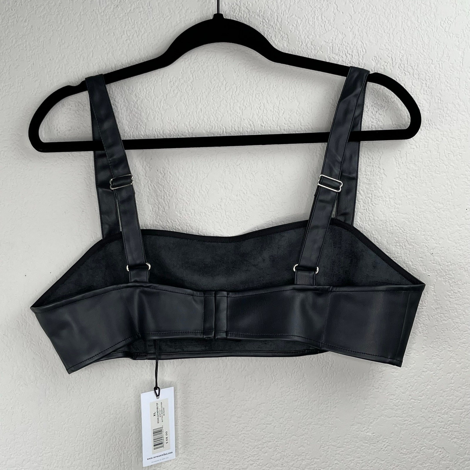 WeWoreWhat Black Vegan Leather Corset Cropped Bustier Tank Top XL NWT Revolve