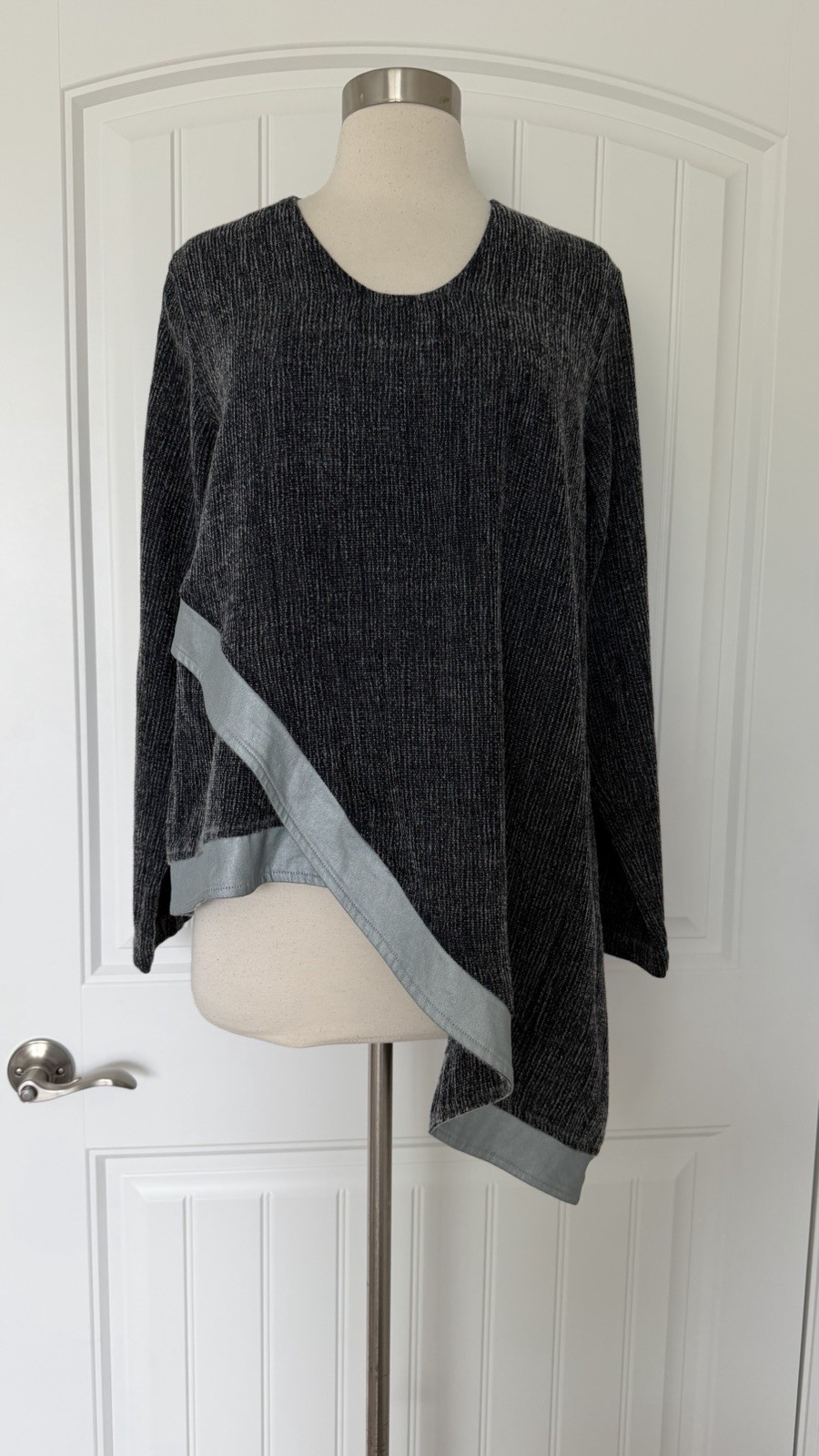 KEKOO DESIGN COTTON WOOL BLEND ASYMMETRICAL HEM LONG SLEEVE TOP SIZE 1 M