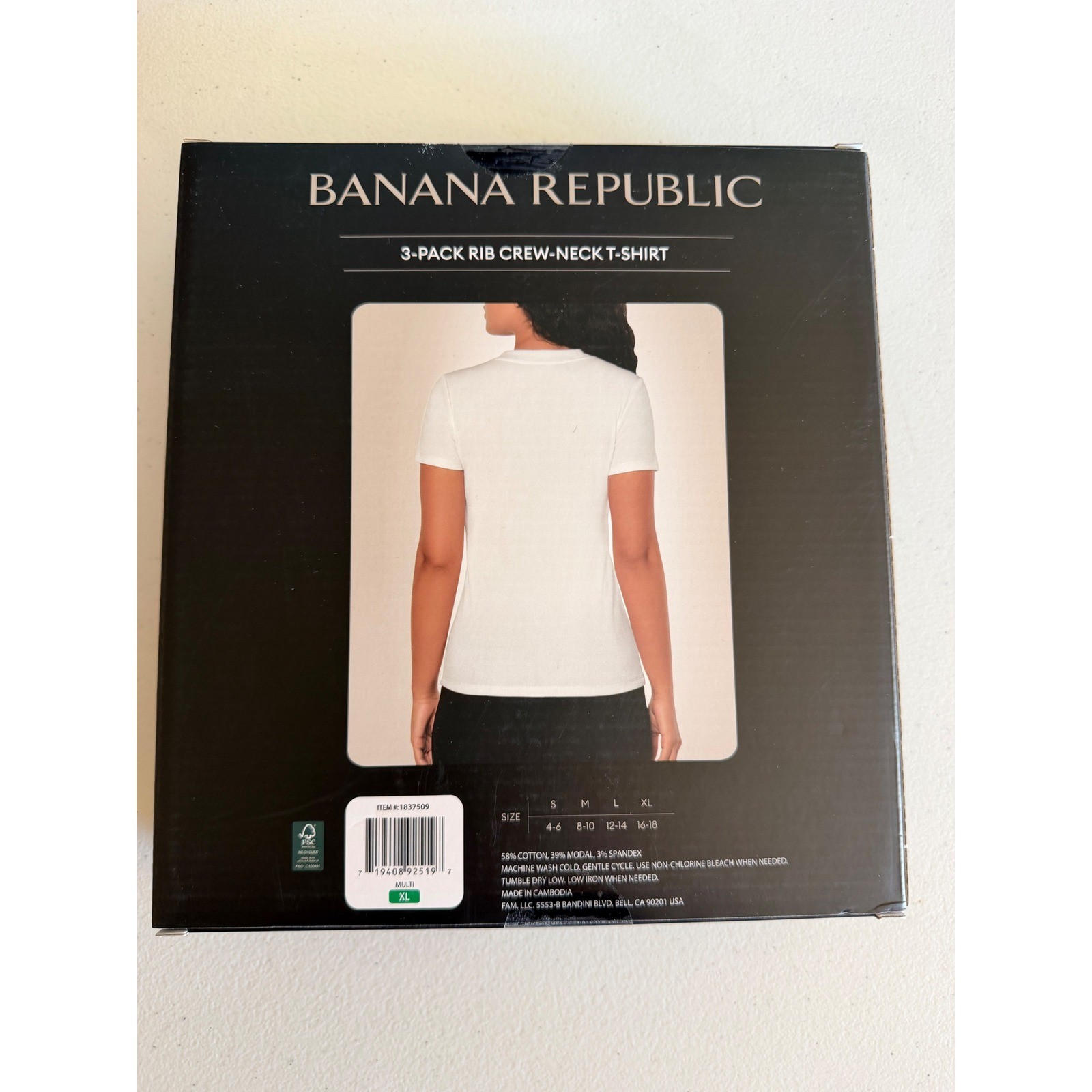 Banana Republic 3-Pack Rib Crew-Neck T-Shirt XL Multi Neutral Minimalist Basics