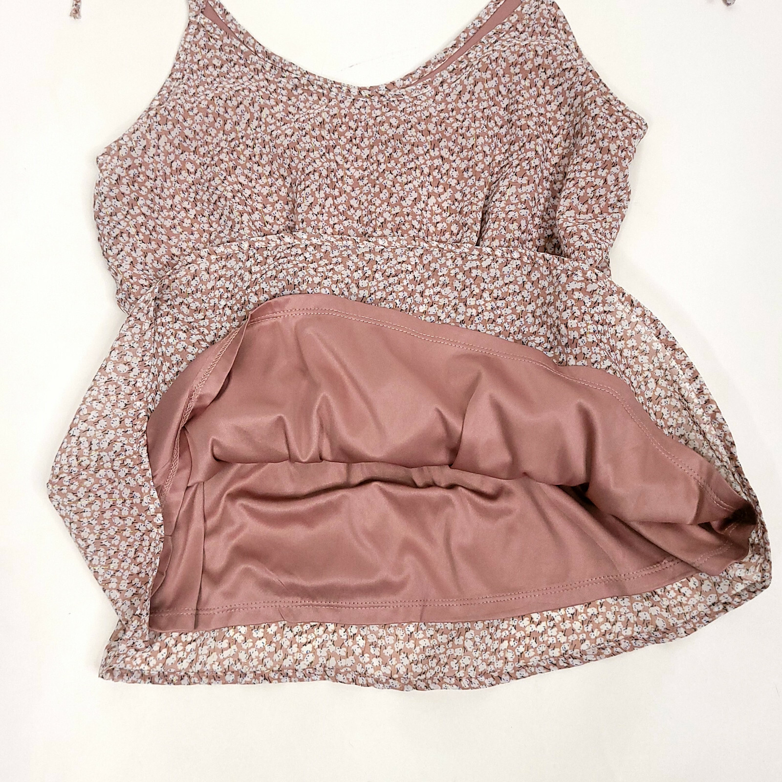 Sienna Sky Womens Top Shirt S Multicolor Floral Spaghetti Straps Elastic Waist