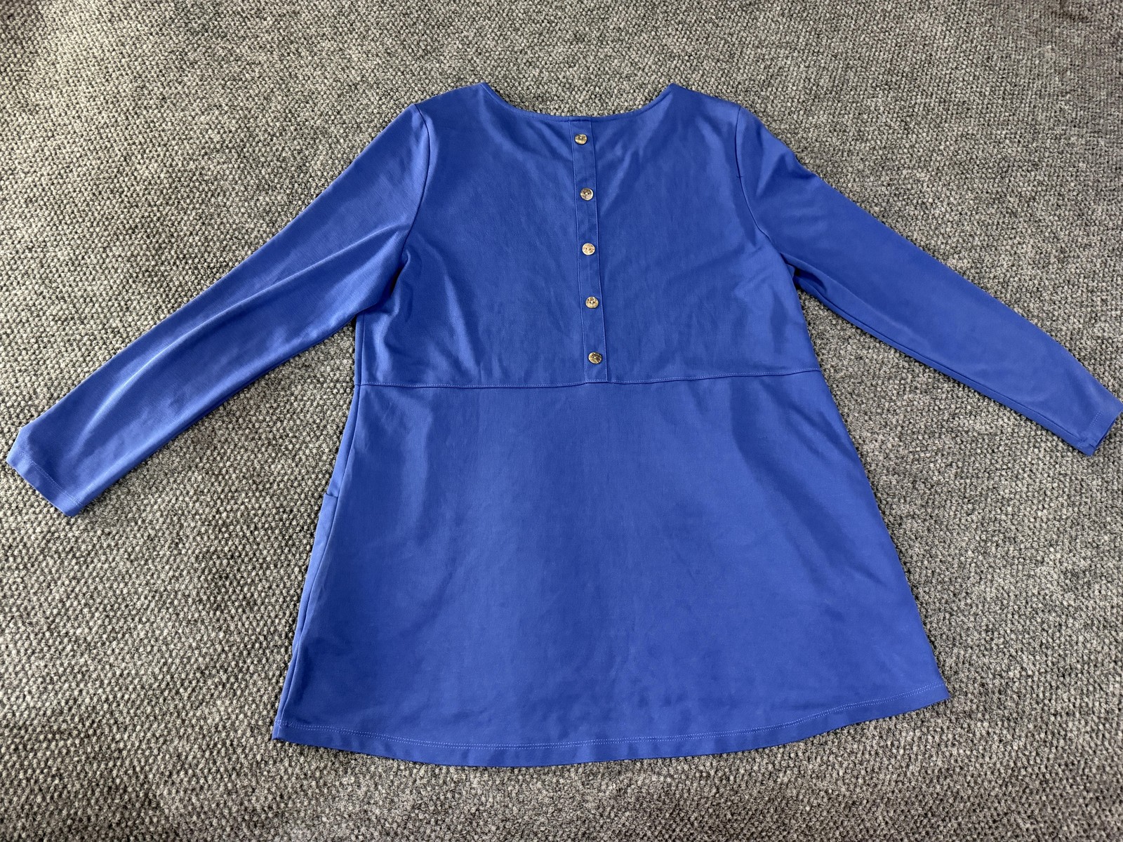 Soft Surroundings Blouse Womens Large Blue Scoop Neck Long Sleeve Tunic Top