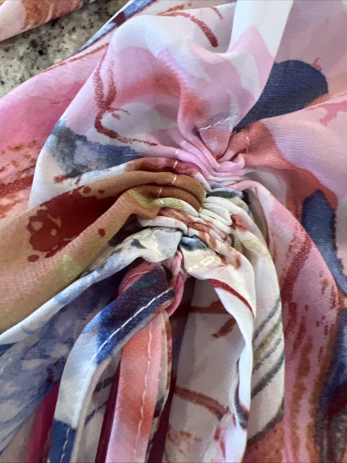 Salon Studio L Multi Color Floral Button up Blouse Semi Sheer 3/4 Shirred Slvs