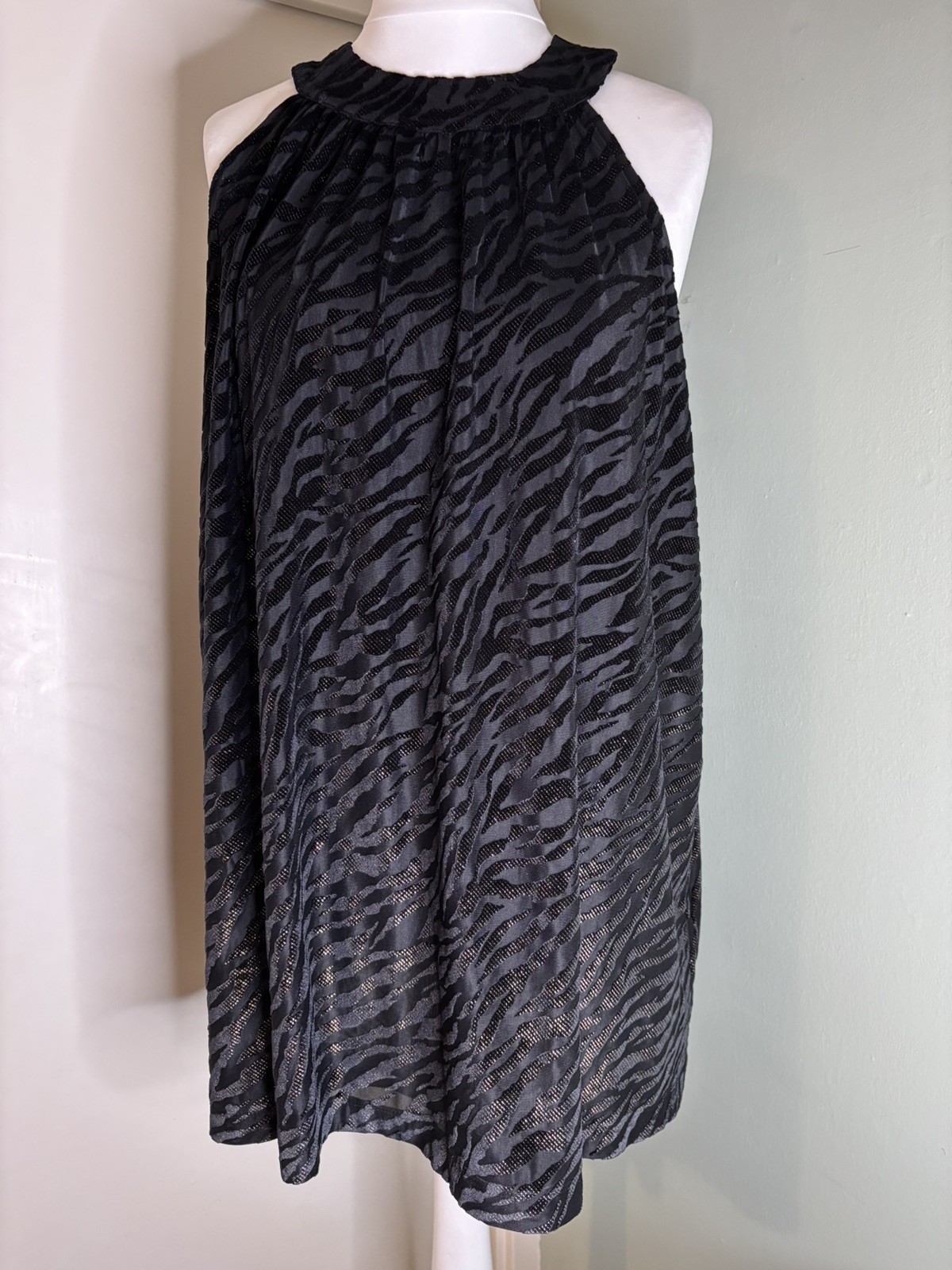 Next Black bronze Tiger Print Halter Neck Tunic Top BNWT Size 24 Longline RRP£25