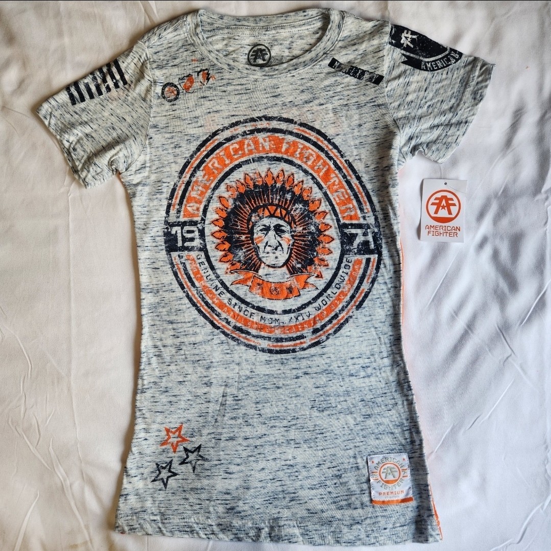 American Fighter By Affliction Saginaw Valley Women’s L Grey Graphic T-Shirt MMA