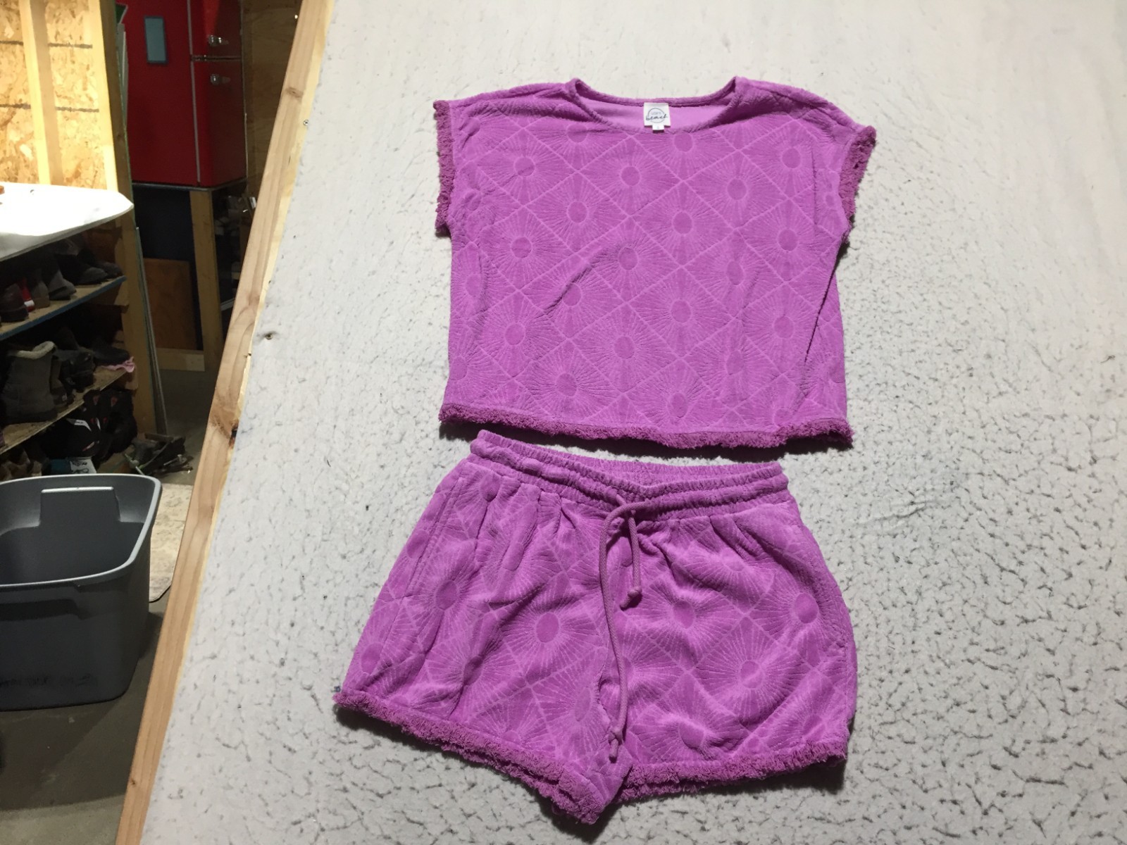 Loft Beach Set Womens S Small Purple Short Sleeve Shirt & Shorts