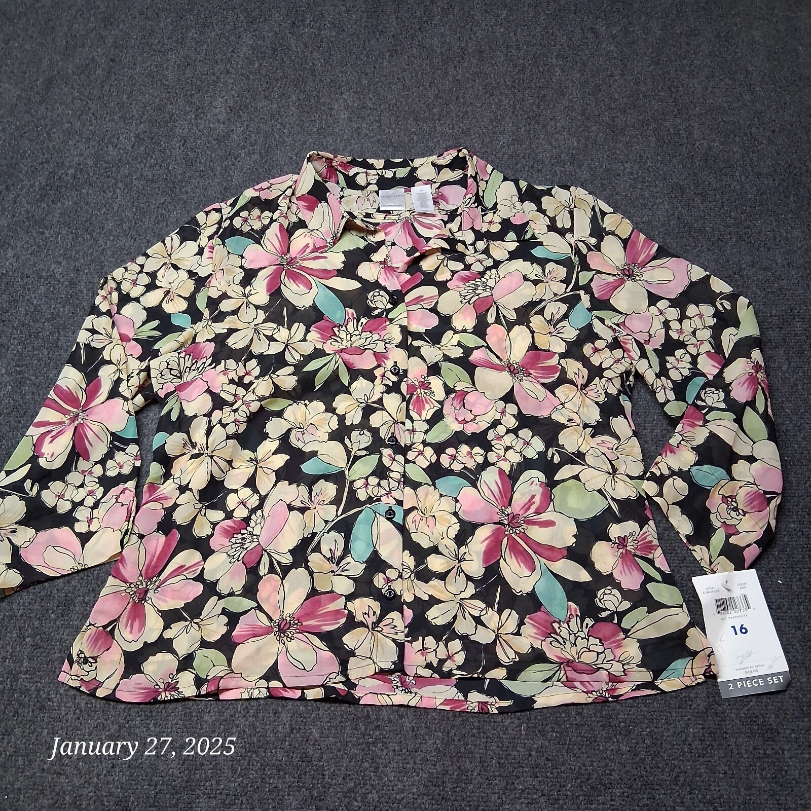 NWT VTG Emma James Liz Claiborne 2 Piece Blouse and Tank Top Size 16