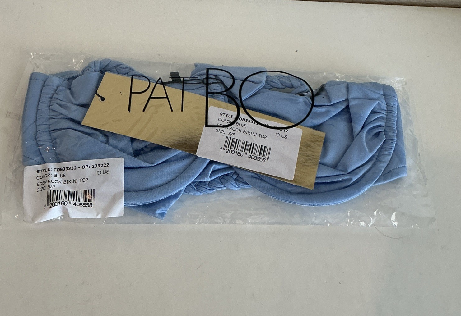 NWT PatBo Eden Rock Bikini Top Color Blue Small