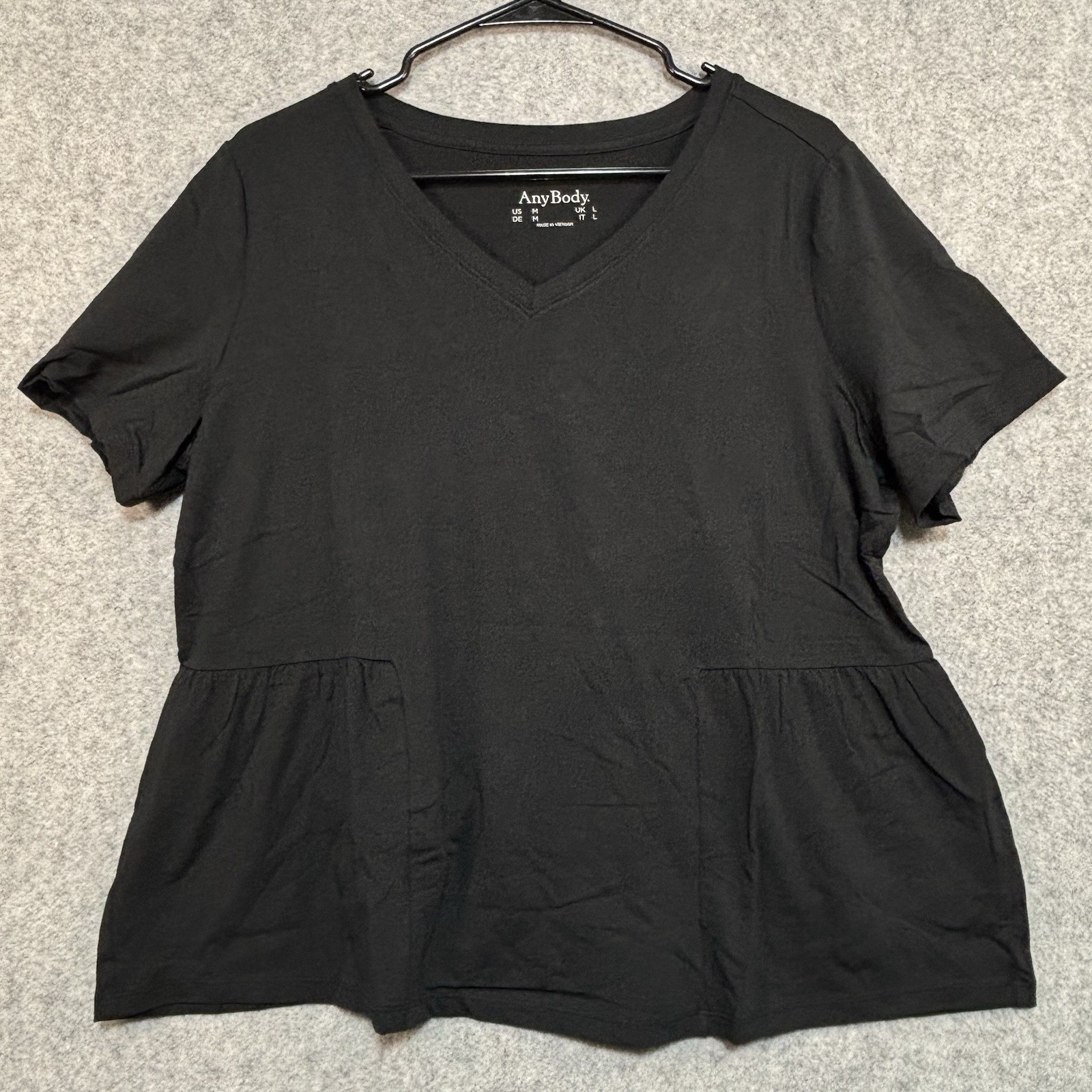 Anybody Cozy Knit Jersey Short Sleeve Peplum Top Black M New