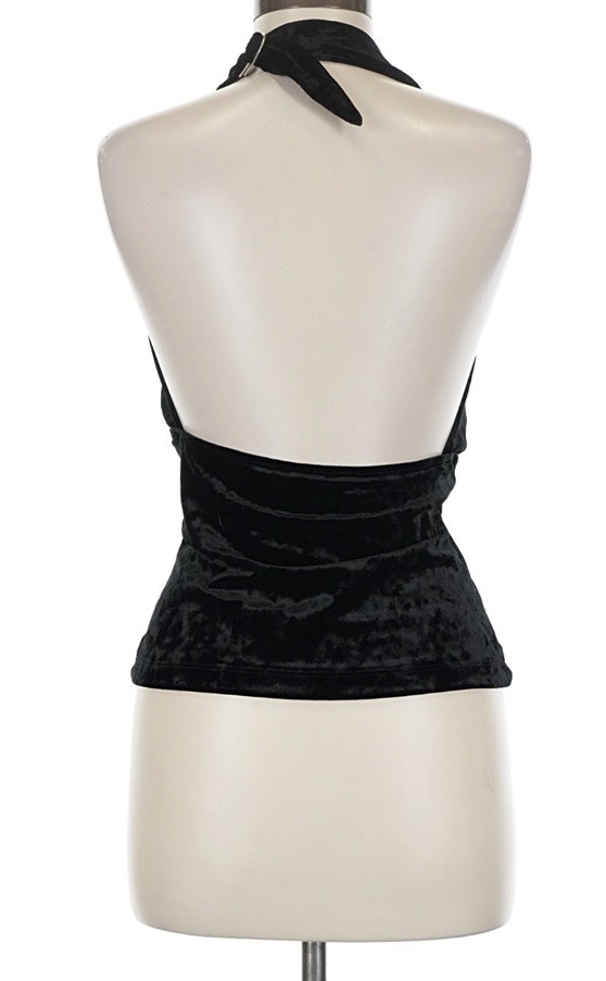 Y2k Cache Medium Black Velvet Halter Tank Top