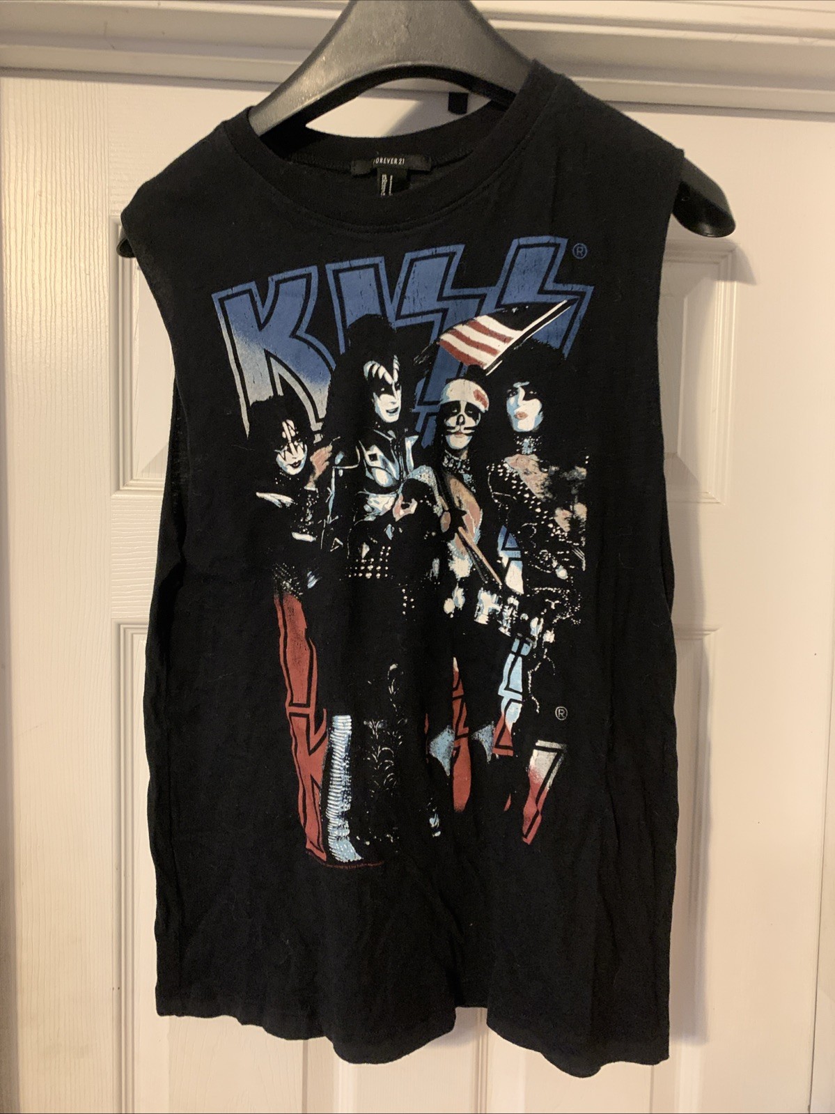 Forever 21 KISS Spirit Of 76 Sleeveless Black Shirt Sz Small Womens 2013
